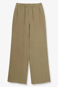 Groene linnen high waist wide leg broek