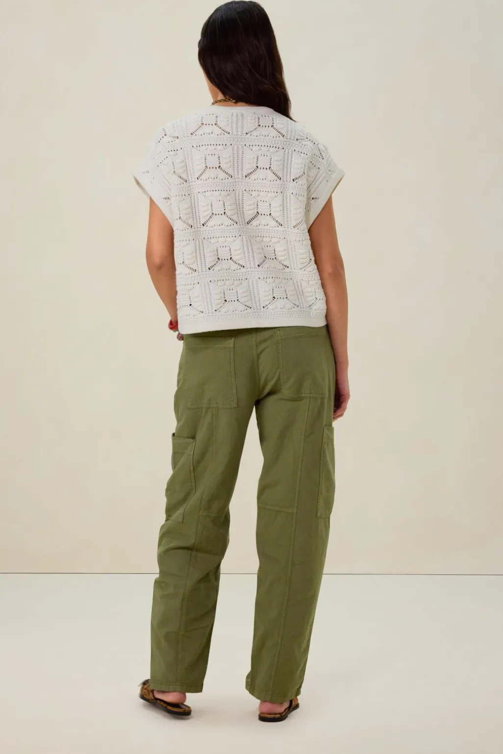 Groene mid waist broek met opgestikte zakken