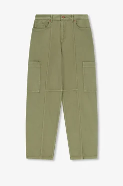 Groene mid waist broek met opgestikte zakken