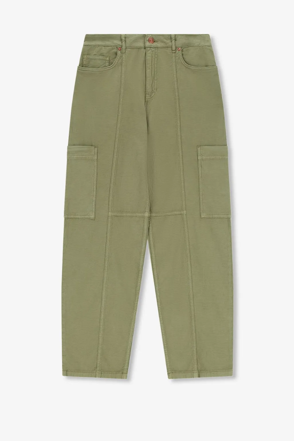 Groene mid waist broek met opgestikte zakken