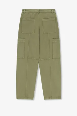 Groene mid waist broek met opgestikte zakken