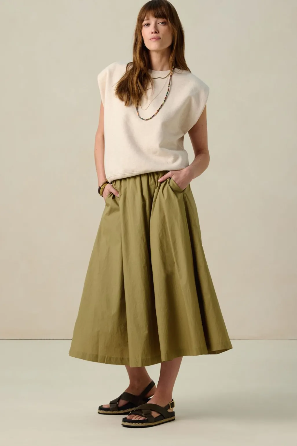 Groene midi-rok