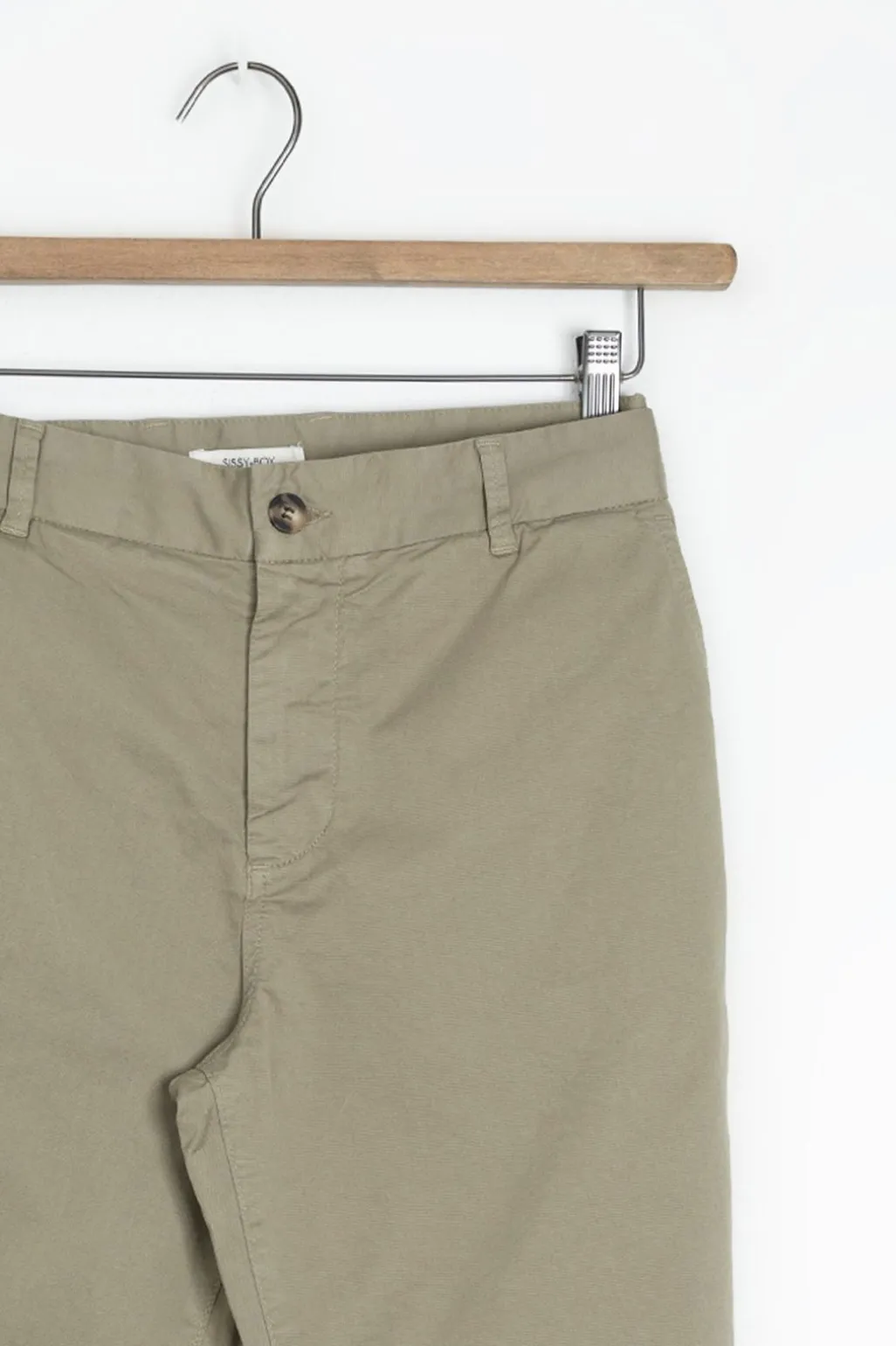 Groene mid-rise katoenen chino