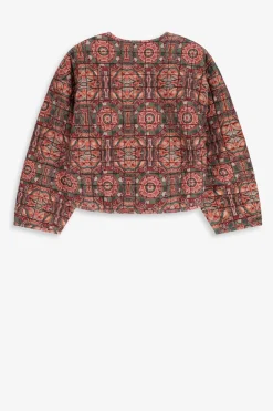 Groene oversized bomber jas met mozaïek print