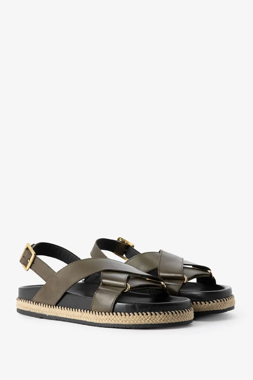 Groene plateau sandalen
