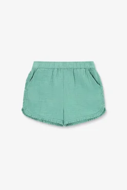 Groene shorts met ruffle details
