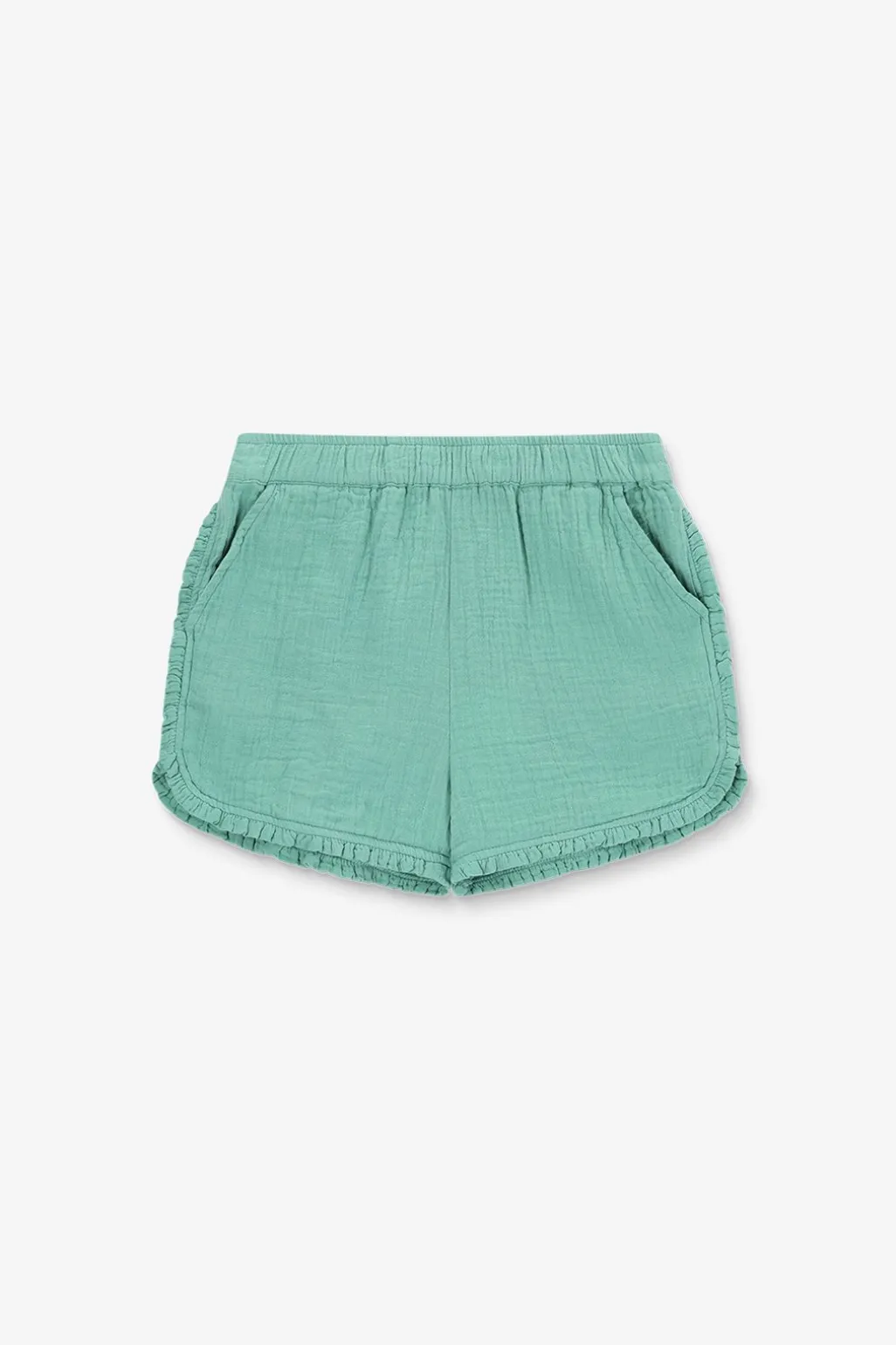 Groene shorts met ruffle details