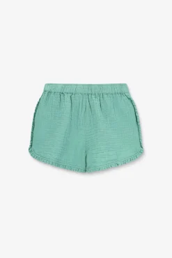 Groene shorts met ruffle details