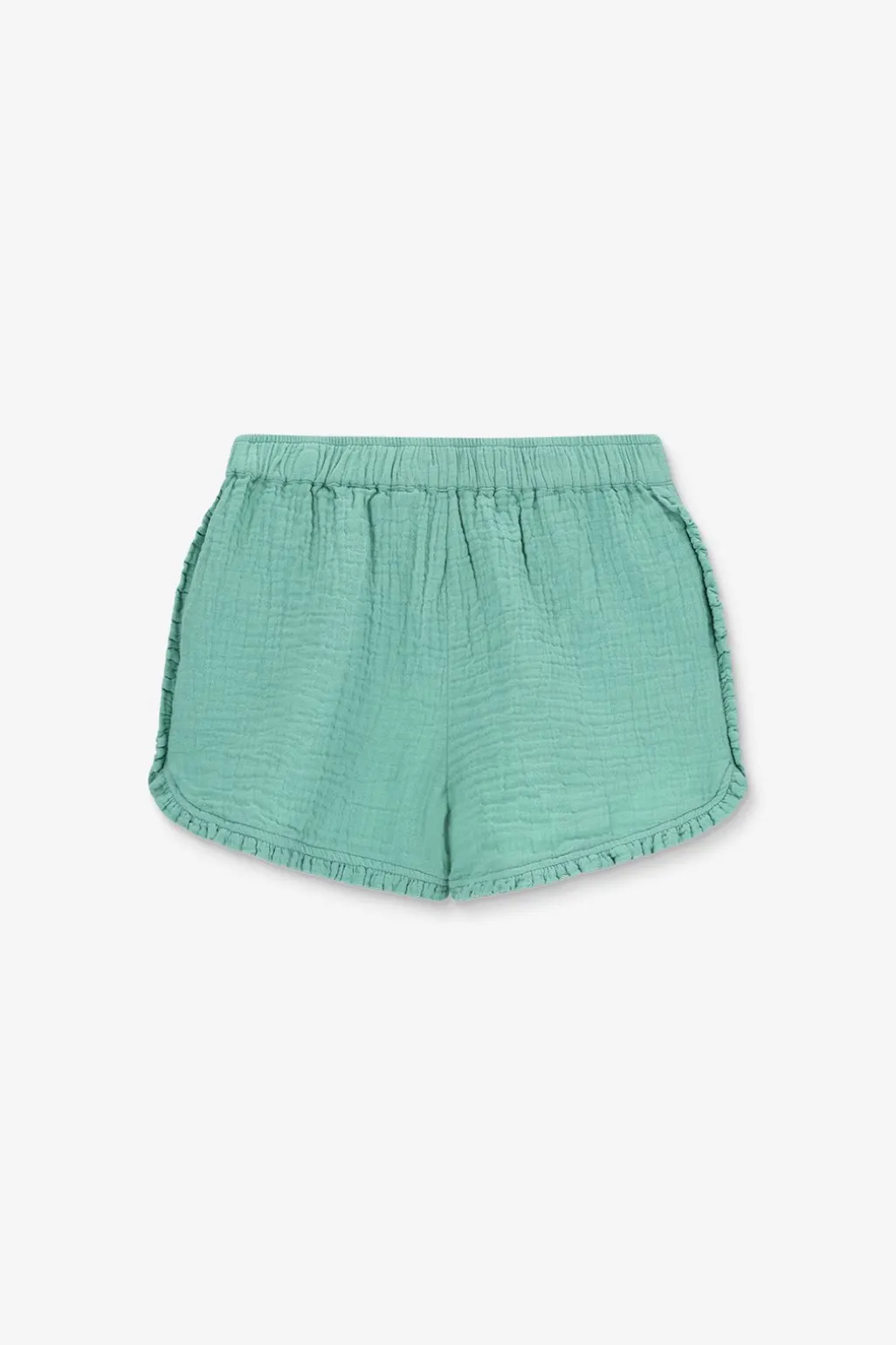 Groene shorts met ruffle details