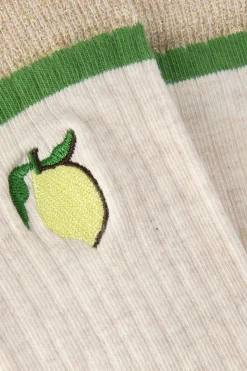 Groene sokken met citroen embroidery