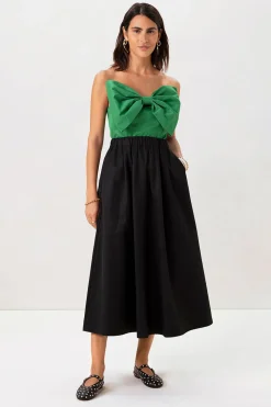 Groene strapless top met strik