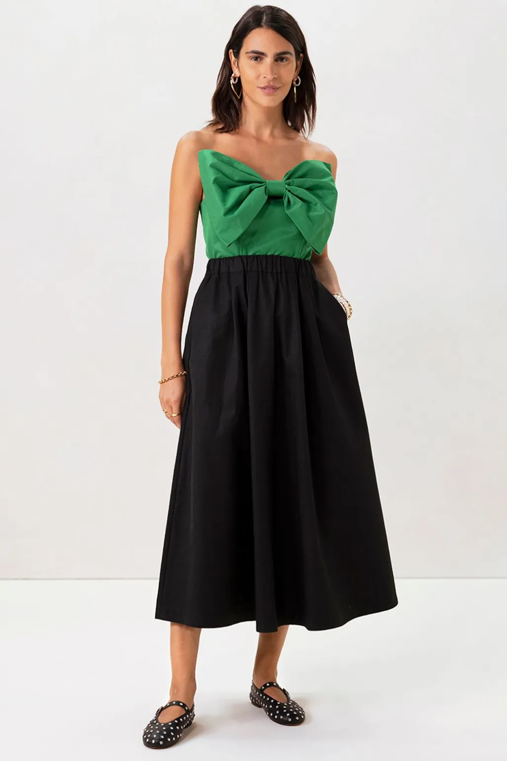 Groene strapless top met strik