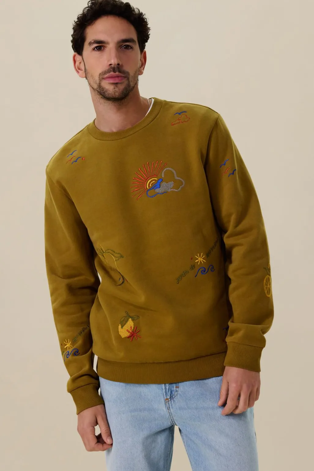 Groene sweater met embroidery