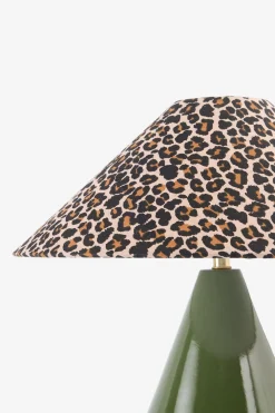 Groene tafellamp met leopard print