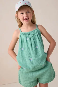 Groene top met embroidery