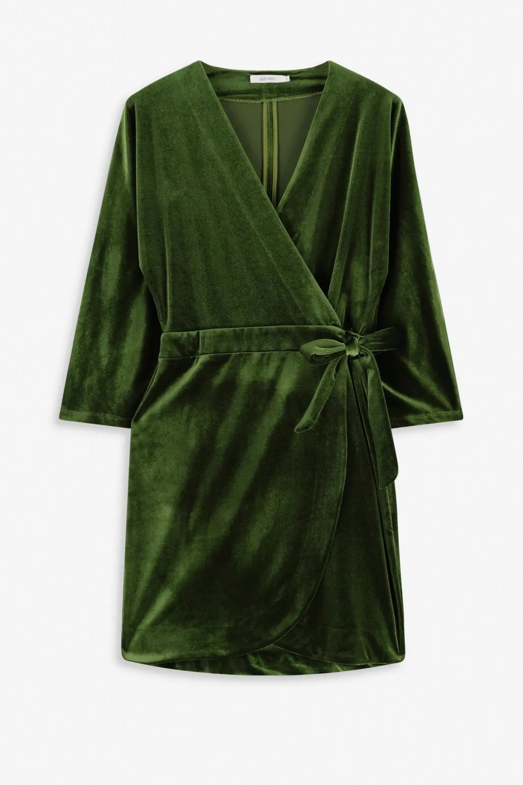Groene velvet overslagjurk