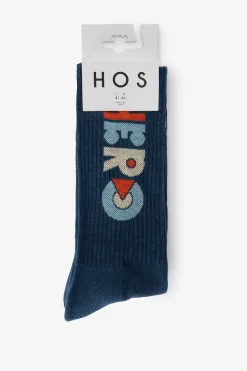 HEROES ON SOCKS donkerblauwe sokken met popart