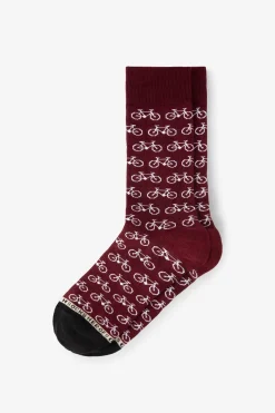 Heroes on Socks donkerrode sokken met print