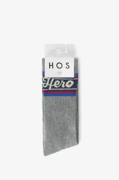 Heroes on Socks grijze sokken met strepen