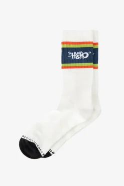 Heroes on Socks witte sokken met strepen