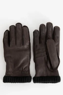 Hestra donkerbruine leren handschoenen
