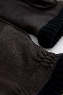 Hestra donkerbruine leren handschoenen
