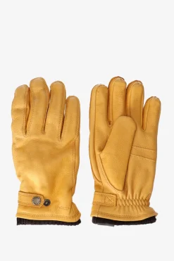 Hestra okergele leren handschoenen