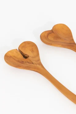 Houten slacouvert set met hart