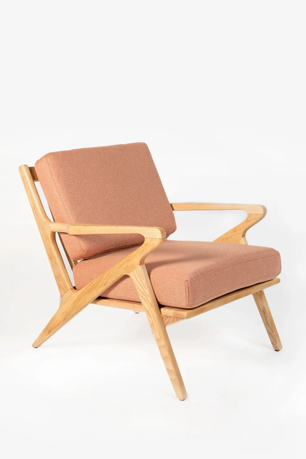 Houten stoel mid century roze