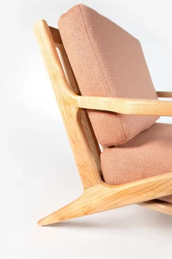 Houten stoel mid century roze