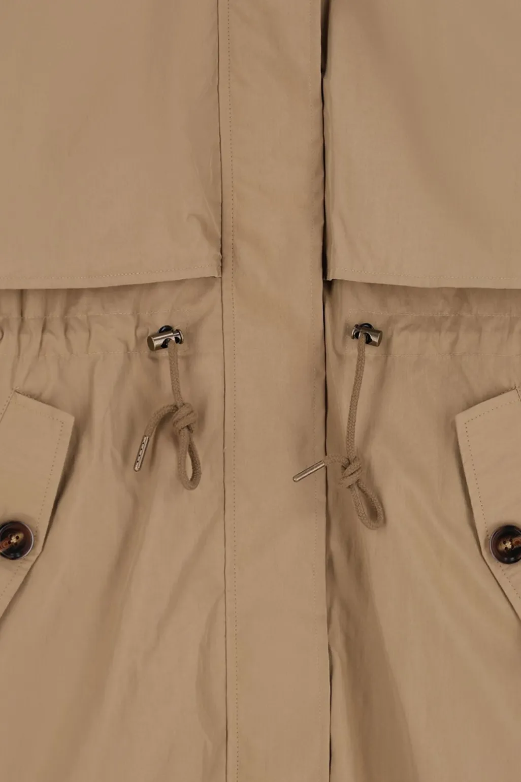 Khaki trenchcoat met capuchon