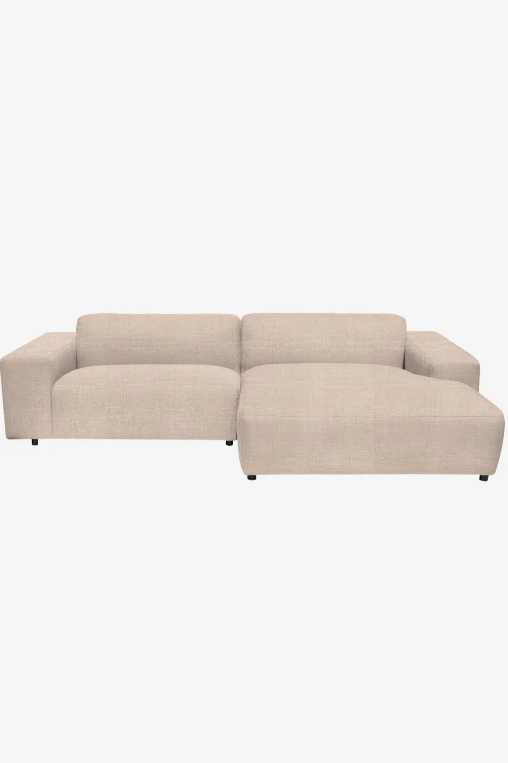 King 3-zits bank chaise longue rechts ecru