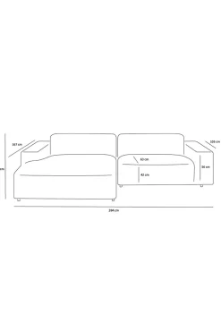 King 3-zits bank chaise longue links clay