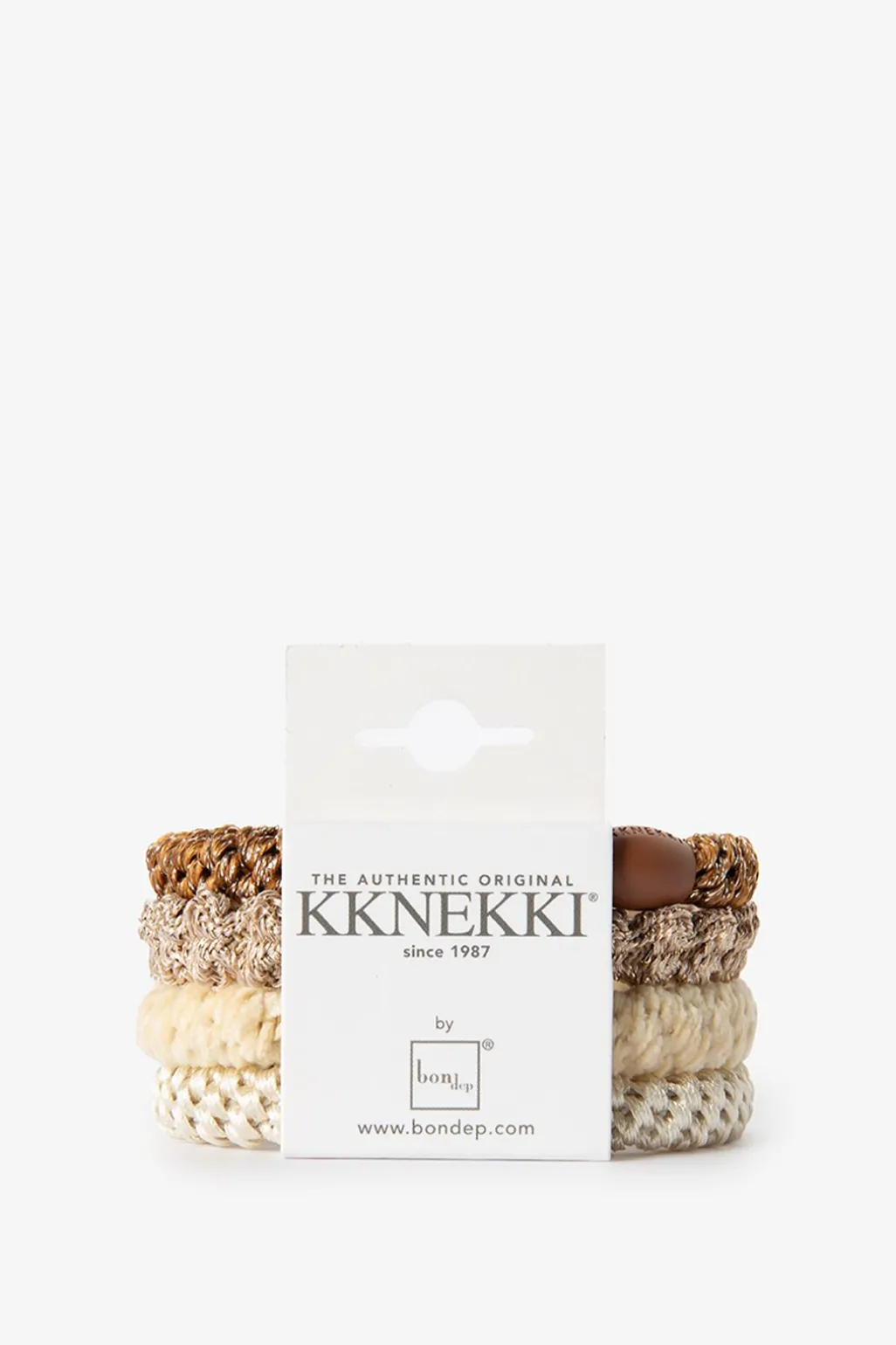 Kknekki beige gevlochten haarelastieken