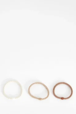Kknekki beige gevlochten haarelastieken
