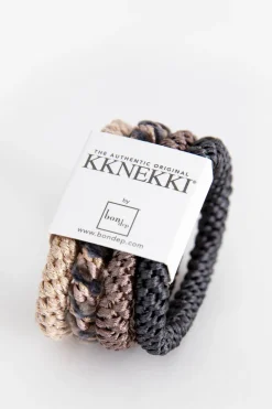 Kknekki beige gevlochten haarelastieken