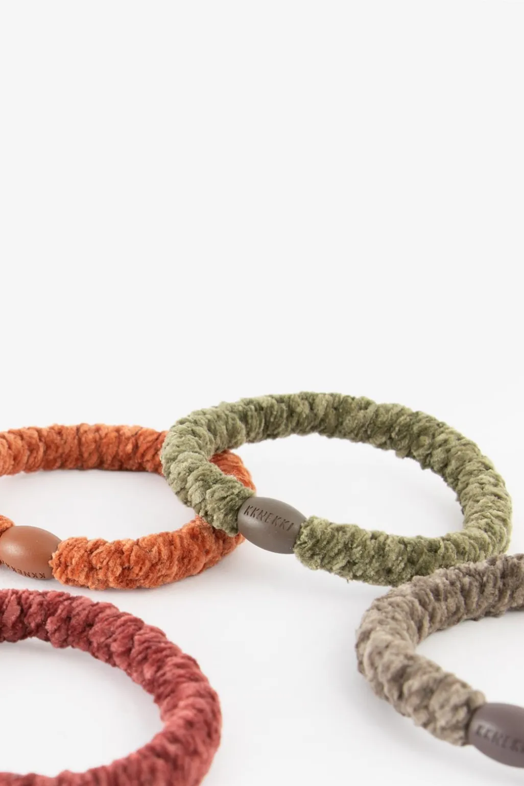 Kknekki multicolour gevlochten haarelastieken velvet
