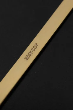 Kleine goudkleurige hangspiegel met brass omlijsting