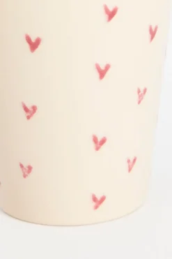 Koffiemokken beige met hartjes