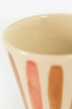 Koffiemokken beige met strepen