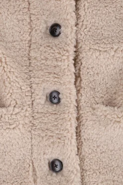 Korte beige faux fur jas