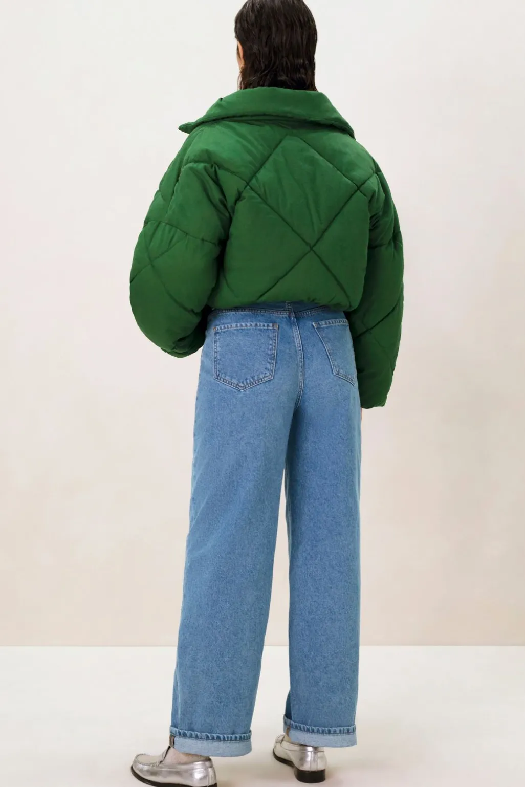 Korte groene quilted jas