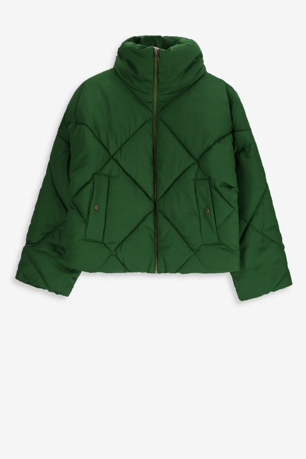 Korte groene quilted jas