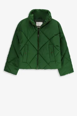 Korte groene quilted jas
