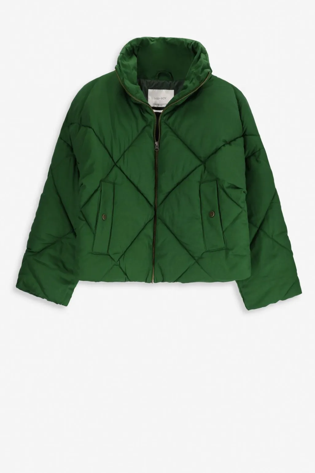 Korte groene quilted jas