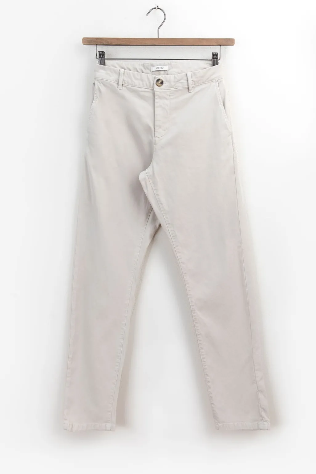 Licht beige mid-rise katoenen twill chino