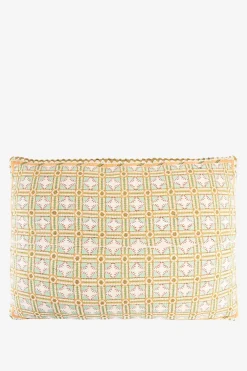 Lichtblauw geruit jacquard kussen