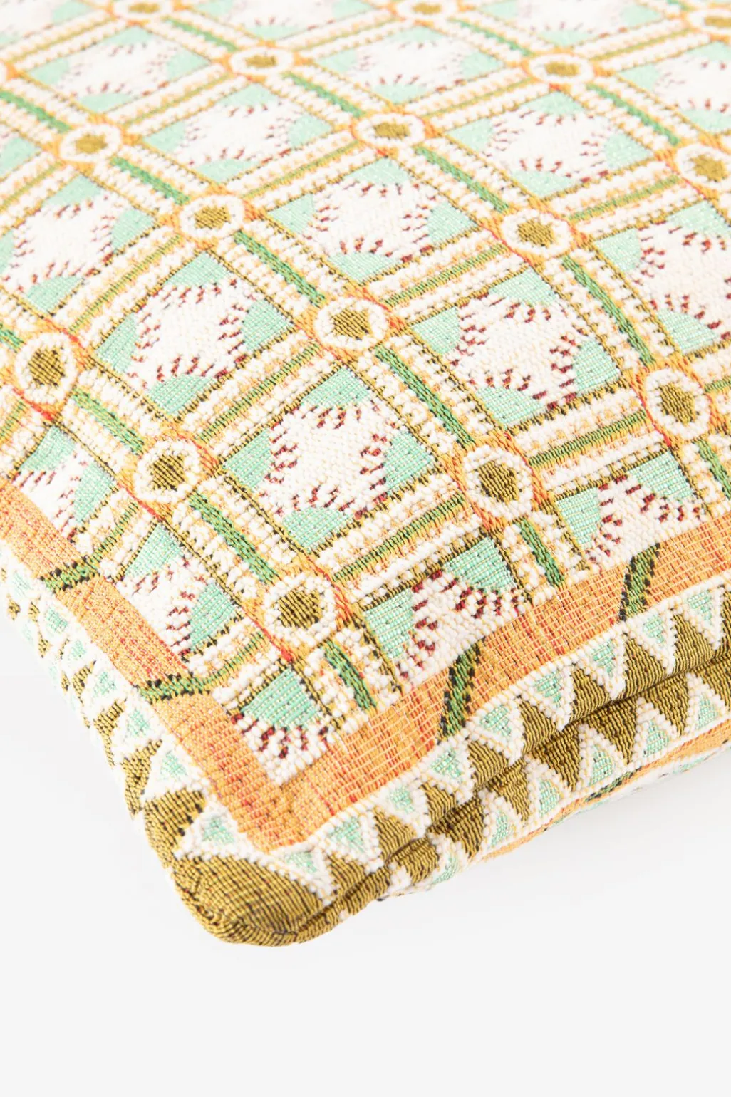 Lichtblauw geruit jacquard kussen