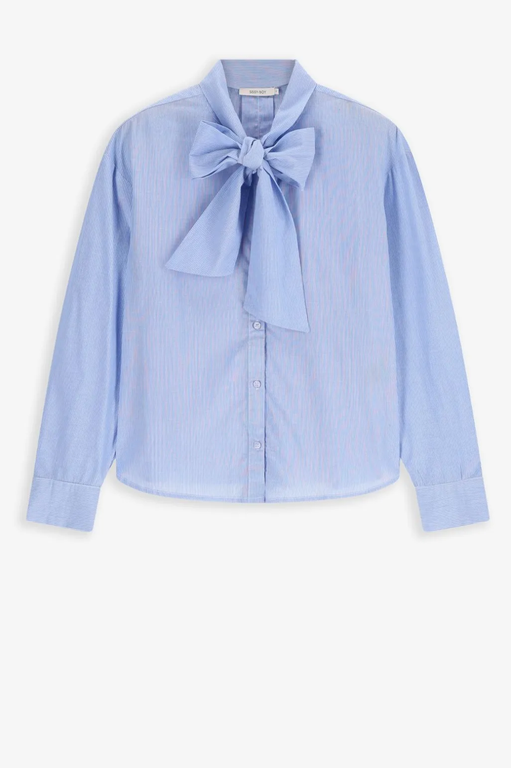 Lichtblauwe blouse met strik