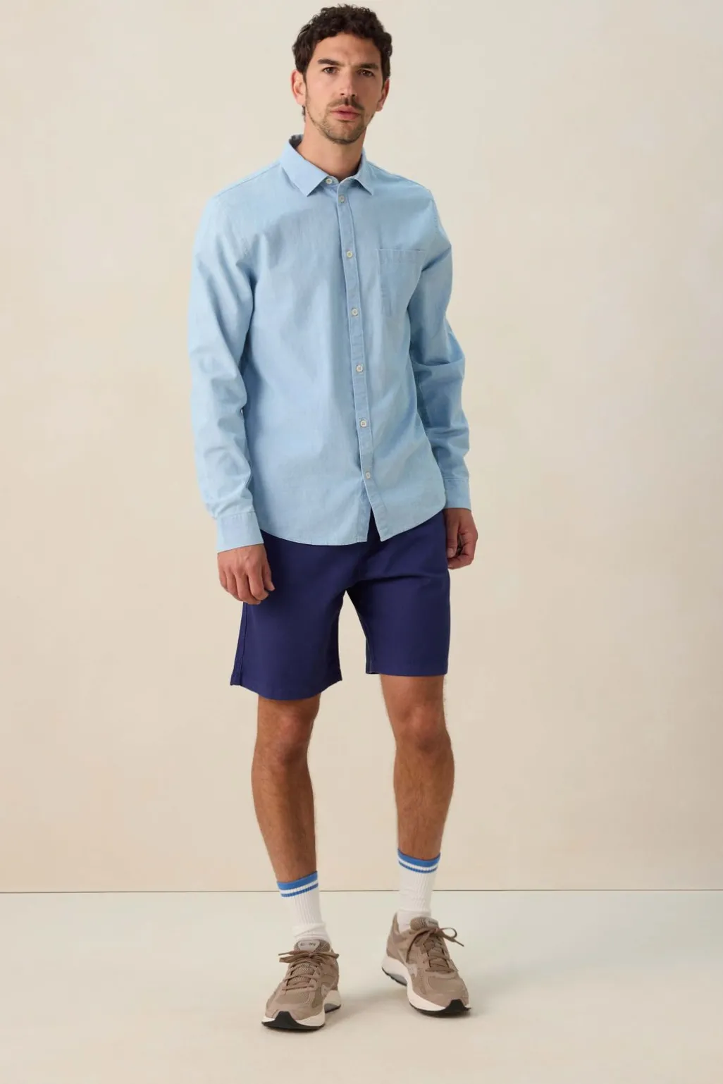 lichtblauwe chambray overhemd